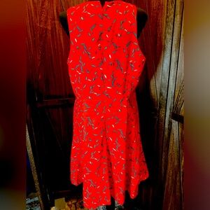 Sleeveless red orange dress, Banana Republic